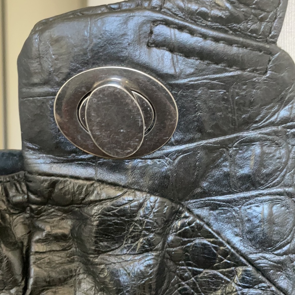 Foley + Corinna Black Leather Mock Croc Jet Set Bag 😘 - Picture 3 of 11